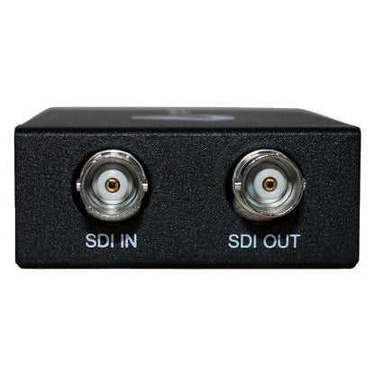 ALF-3GSDI-HD rear panel showing SDI IN and SDI OUT loop-through BNC connectors, Alfatron Electronics