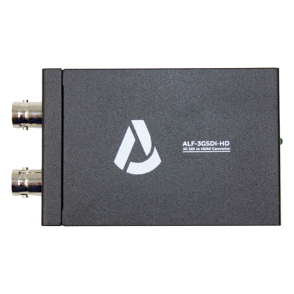 ALF-3GSDI-HD top view showing logo and ALF-3GSDI-HD 3G SDI to HDMI Convertor model marking, Alfatron Electronics