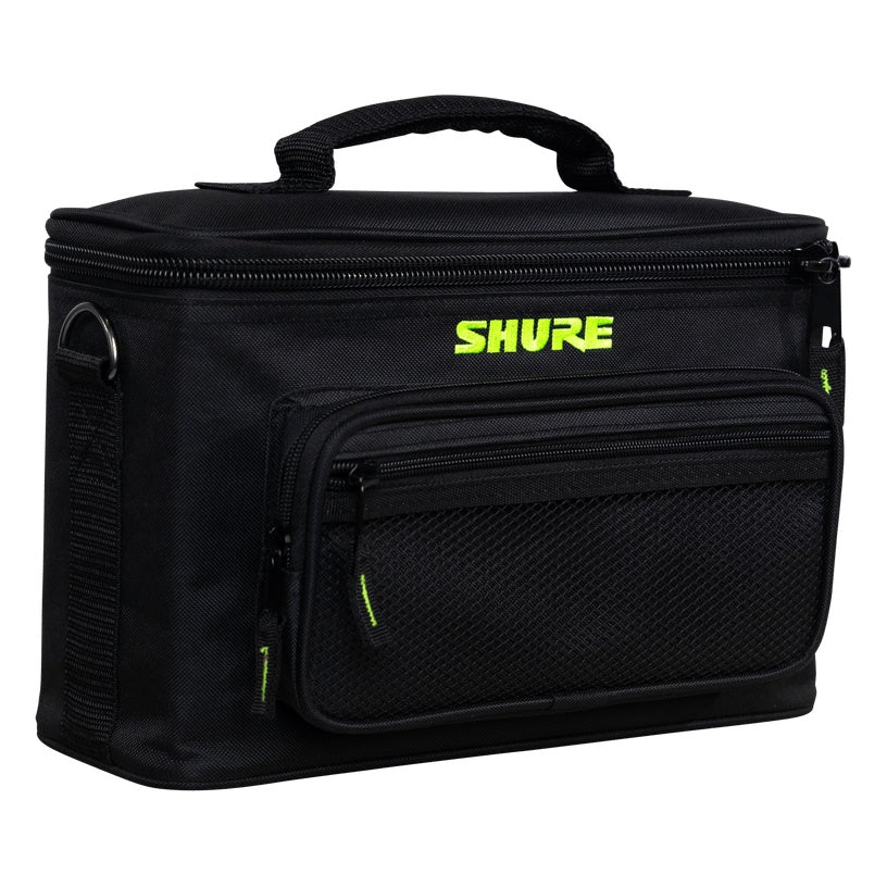 SH-MICBAG04 microphone bag three-quarter right view showing top handle, zippered front pocket and side D-ring, Gator