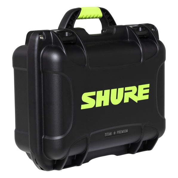 SH-SM7-WP Titan Premium case three-quarter side view showing molded black shell, side profile and carry handle, Gator