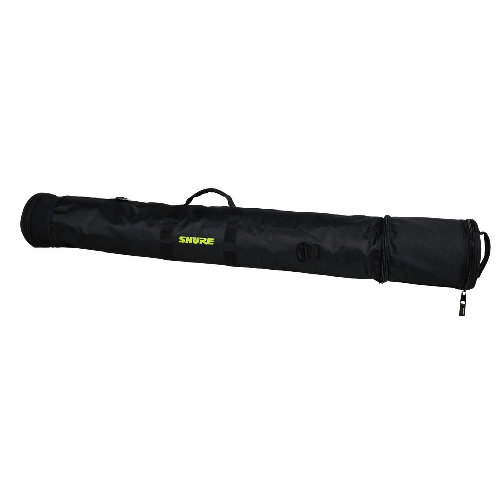SH-STANDBAG mic stand bag angled three-quarter view showing center carry handle, side strap loop and end zipper pull, Gator