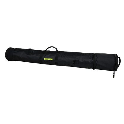 SH-STANDBAG mic stand bag angled three-quarter view showing center carry handle, side strap loop and end zipper pull, Gator