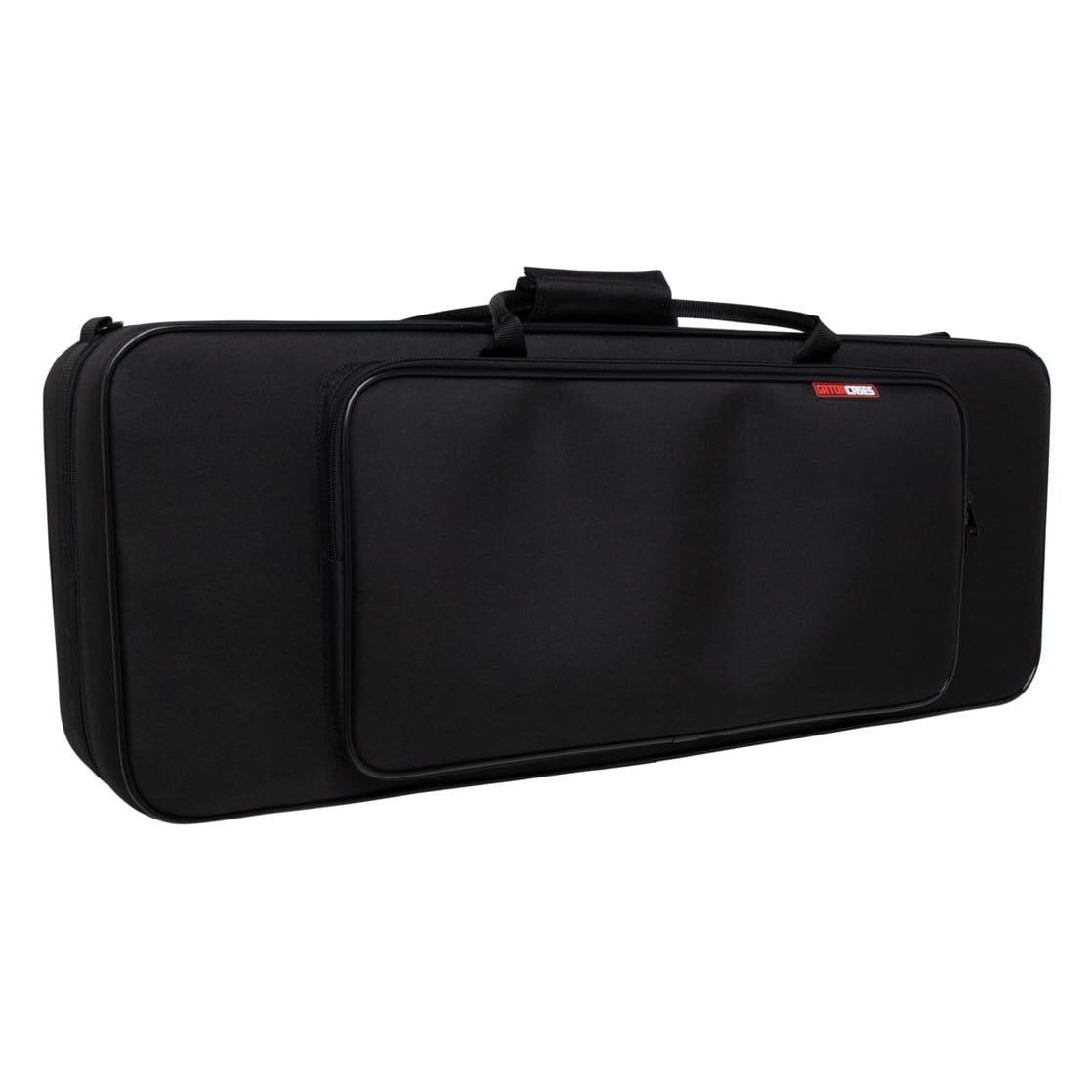 GBB-TENORSAX Largo Series tenor sax case angled view from opposite side showing black nylon exterior, front pocket and top carry handle, Gator