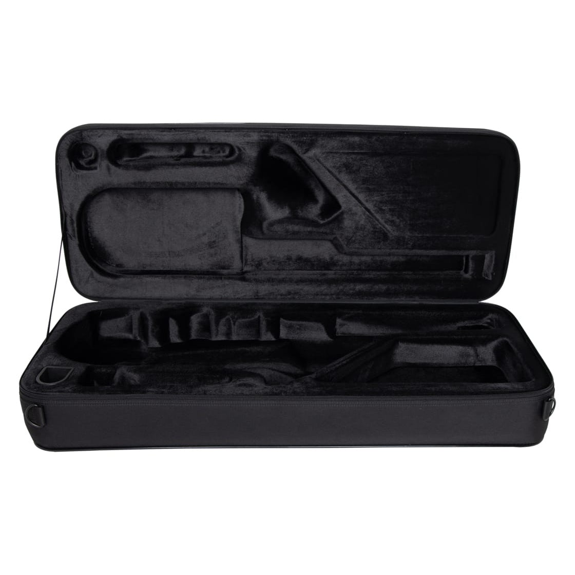GBB-TENORSAX Largo Series tenor sax case open showing black plush-lined interior with molded instrument and neck compartments, Gator