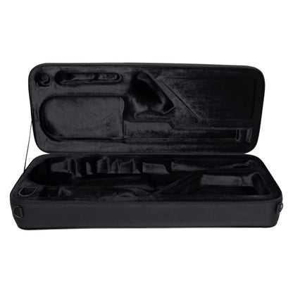 GBB-TENORSAX Largo Series tenor sax case open showing black plush-lined interior with molded instrument and neck compartments, Gator