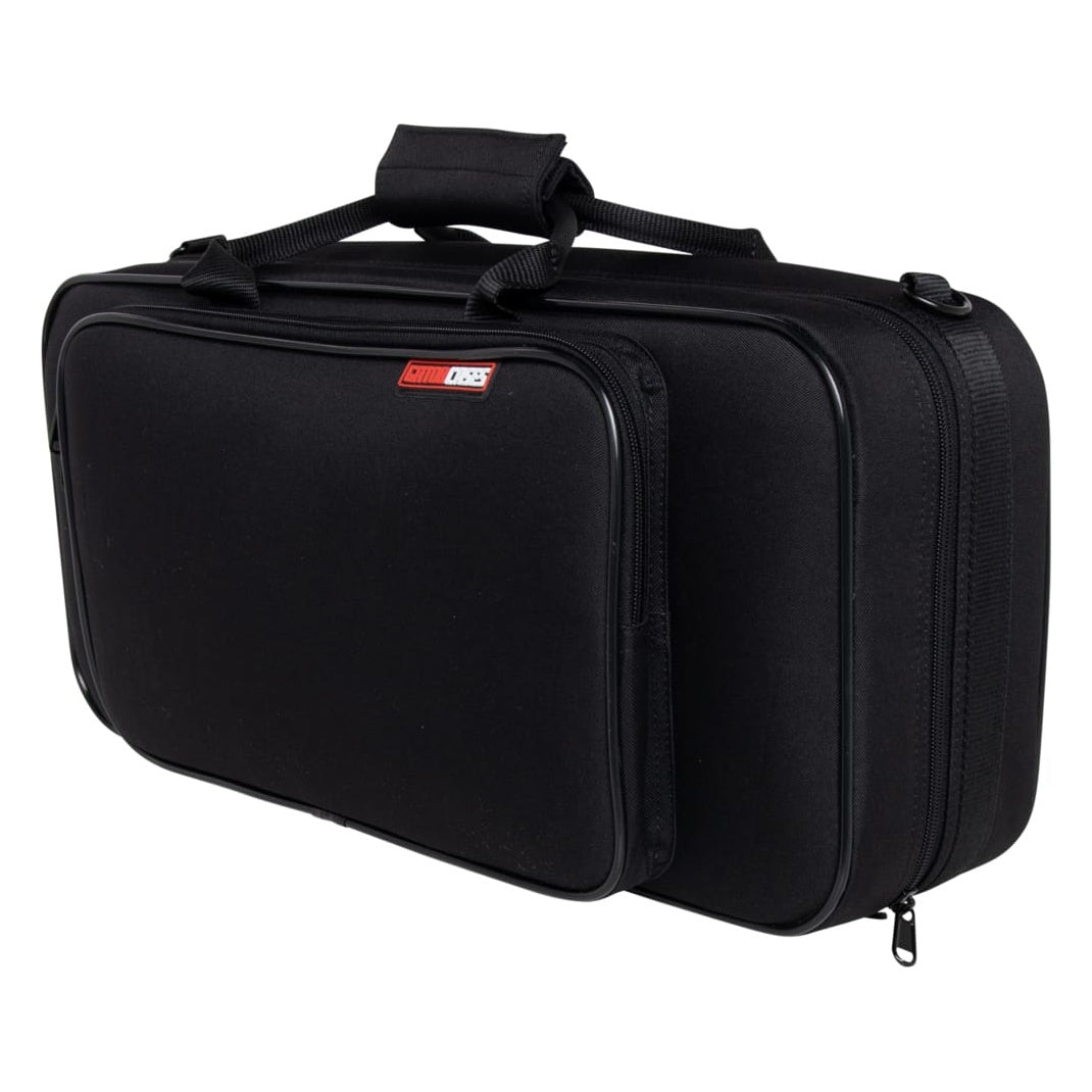 GBB-TRUMPET lightweight trumpet case angled right-side view showing padded carry handle, side zipper and D-ring strap attachment, Gator