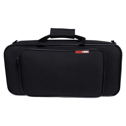 GBB-TRUMPET lightweight trumpet case front view with padded top handle and zippered exterior accessory pocket with Gator Cases logo patch, Gator