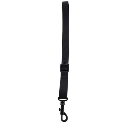 GBNO-SAXSTRAP-BLK sax strap full-length view with black nylon webbing, adjustable slide buckle and swivel snap hook, Gator