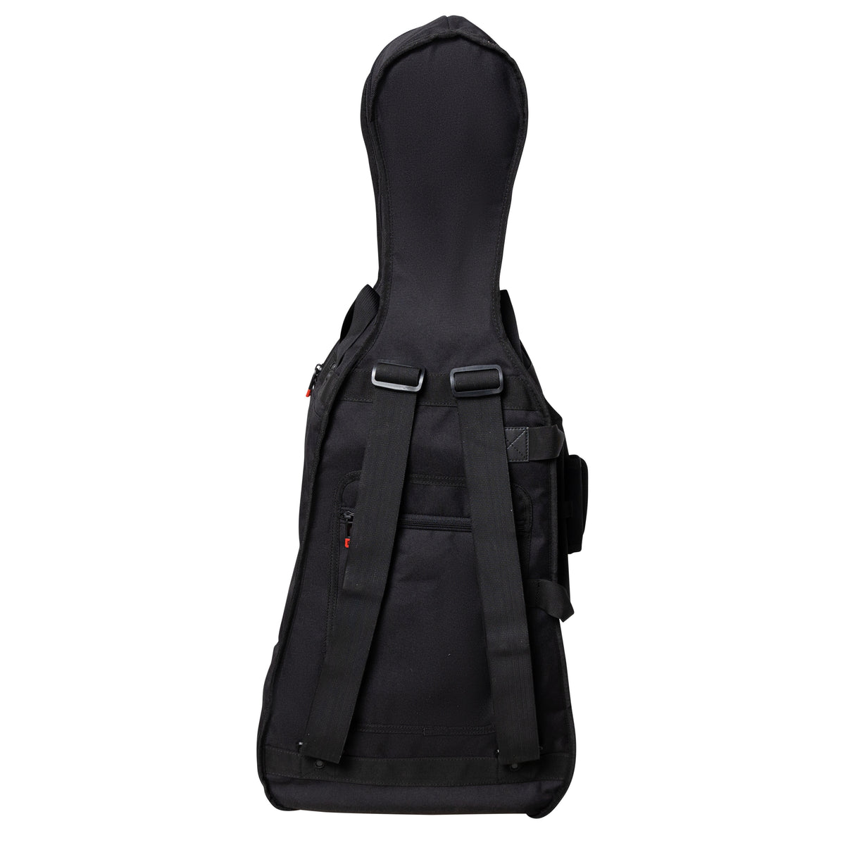 GBO-CELLO14 1/4 cello bag rear view showing adjustable padded backpack shoulder straps with slide buckles and lower zippered pocket, Gator