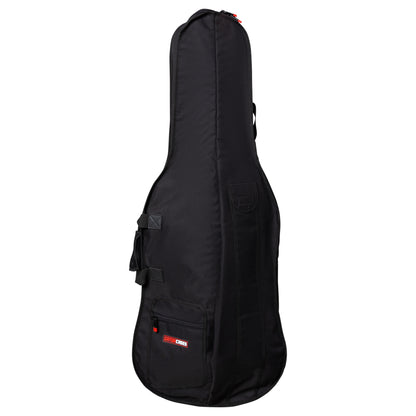 GBO-CELLO34 3/4 cello bag front view showing zippered front pocket with red Gator Cases logo patch and side carry handles, Gator