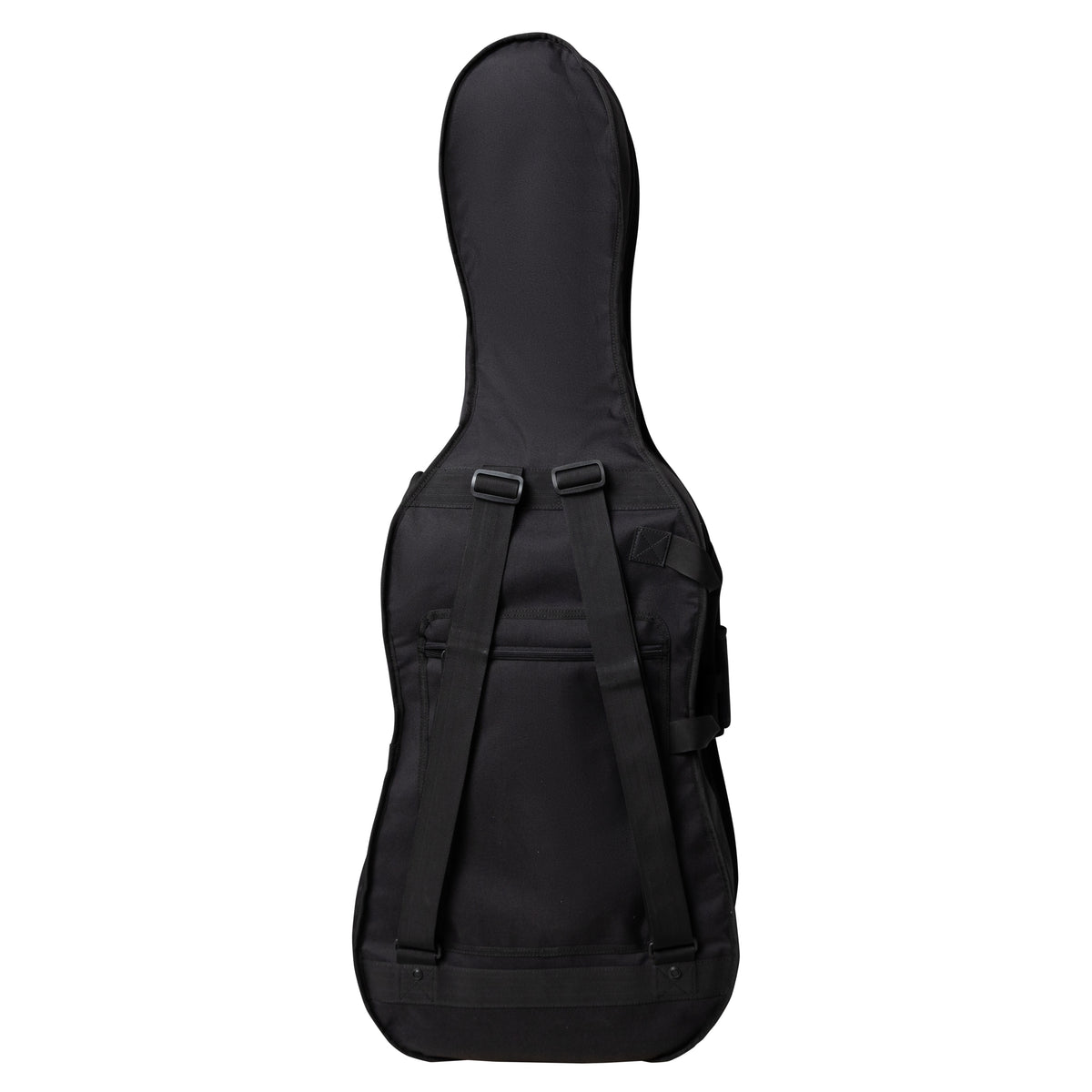GBO-CELLO34 3/4 cello bag rear view with adjustable padded backpack shoulder straps and rear zippered pocket, Gator