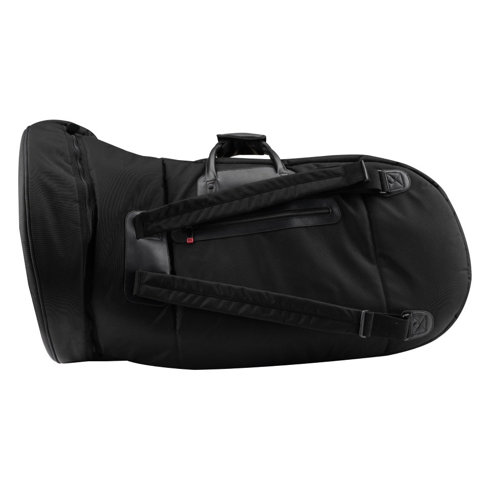 GBPB-TUBA-M medium tuba pro bag rear view showing two padded backpack shoulder straps and zippered back pocket, Gator