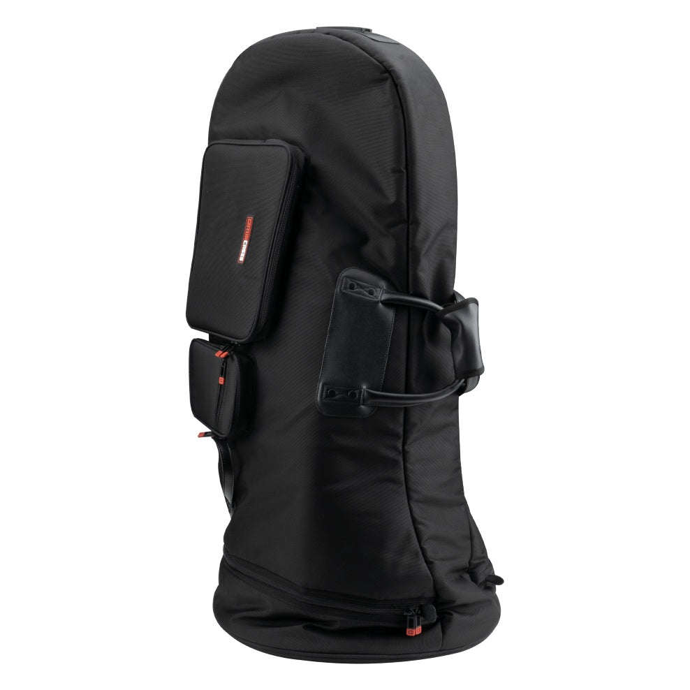 GBPB-TUBA-M medium tuba pro bag upright angled view showing side accessory pockets, leather-reinforced side handle and bottom zipper, Gator