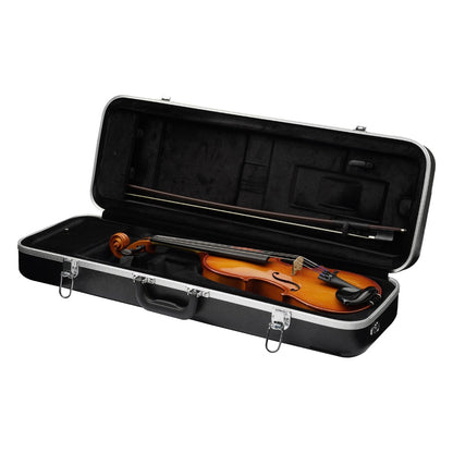 GC-VIOLA13-23 13 inch viola hardshell case open showing viola and bow secured in black plush-lined interior with chrome latches, Gator