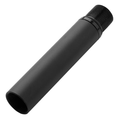 GFWMICBCBMEXT boom arm extension adapter angled view showing threaded male end and open female end on black tube, Gator