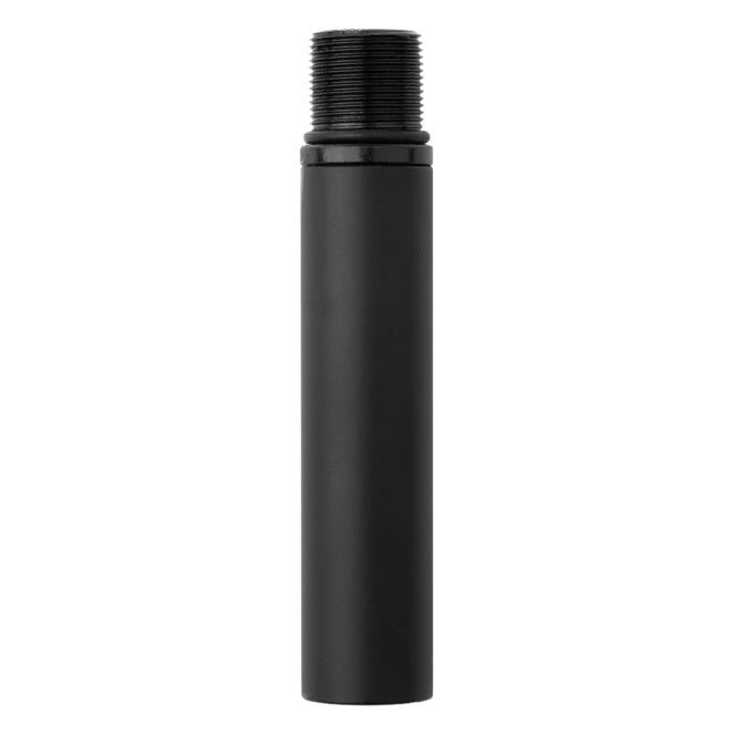 GFWMICBCBMEXT boom arm extension adapter upright front view with threaded top end and matte black body, Gator