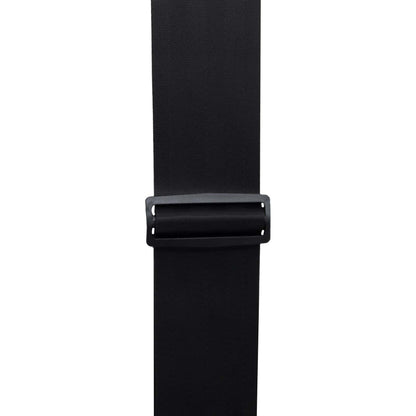 G-ICON-3INSTRAP-BLKL guitar strap length adjuster detail showing black slide buckle on wide black webbing, Gator