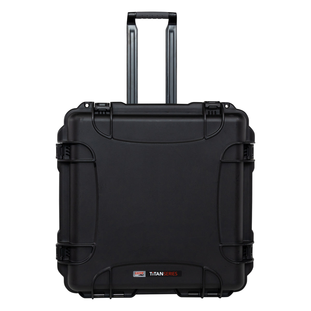 GU-2121-11-WPDF waterproof case front view with telescoping pull handle extended and Titan Series badge, Gator