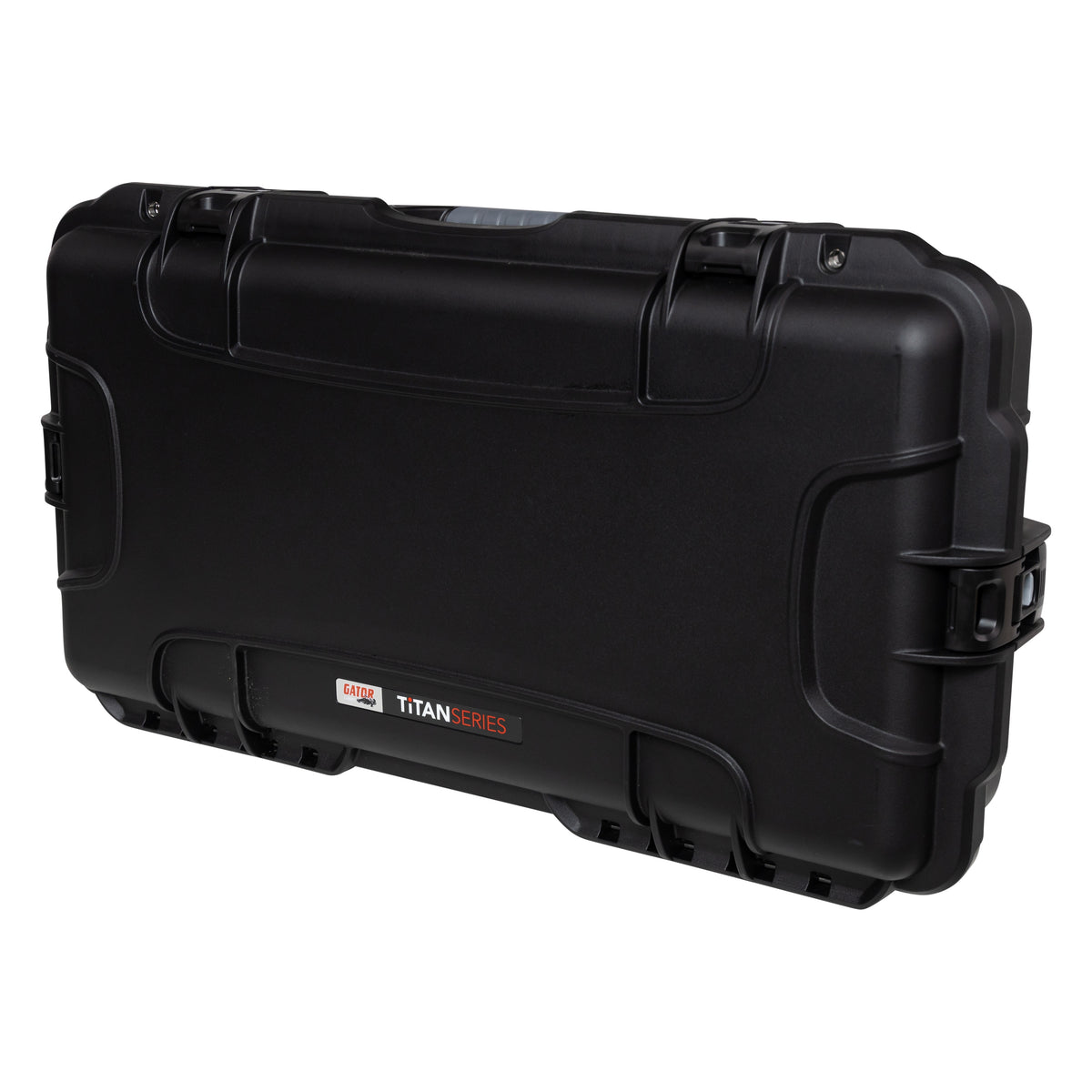 GU-2613-06-WPNF waterproof case closed, angled front view showing Titan Series label and latches on black shell, Gator