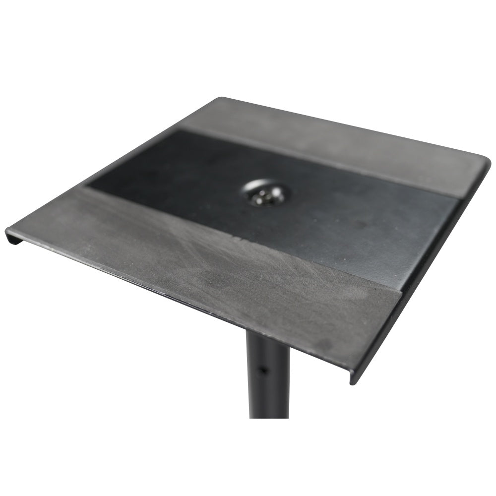 RI-SPK-SM20-TRI monitor stand top plate from above showing non-slip foam pads either side of the center bolt, Gator