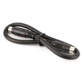 21551 8-pin mini-DIN to mini-DIN cable coiled in a loop with black strain-relief boots and metal connector ends, Lectrosonics