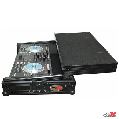 ProX Flight Case for Numark MixTrack Controller with Laptop Shelf | Black on Black
