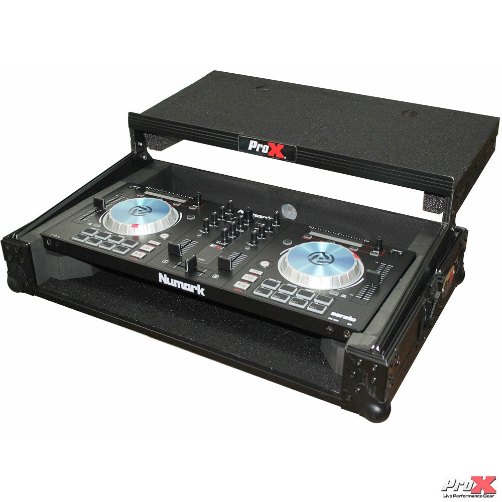 ProX Flight Case for Numark MixTrack Controller with Laptop Shelf | Black on Black
