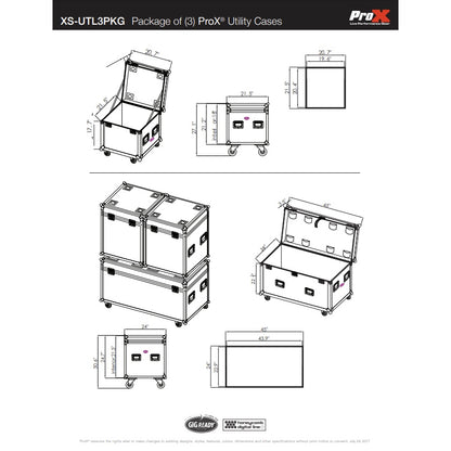 ProX XS-UTL3PKG 3-Piece Utility ATA Road Case Bundle With Casters