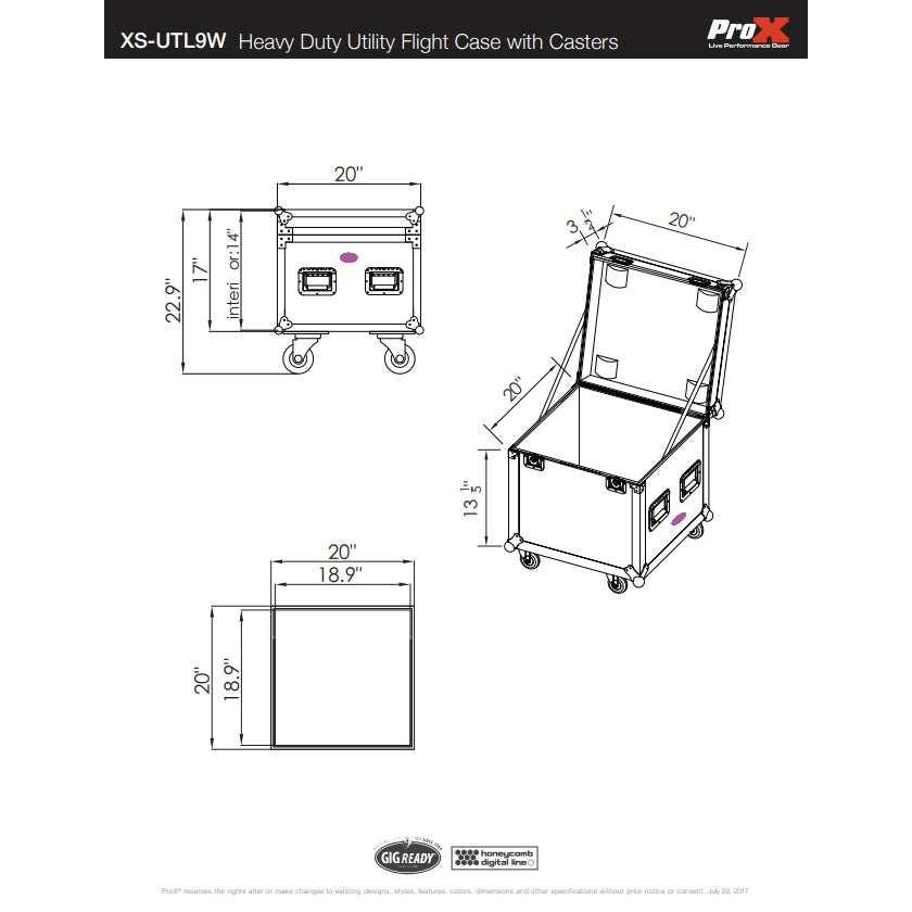 ProX XS-UTL9W ATA Utility Road Case With 4" Casters