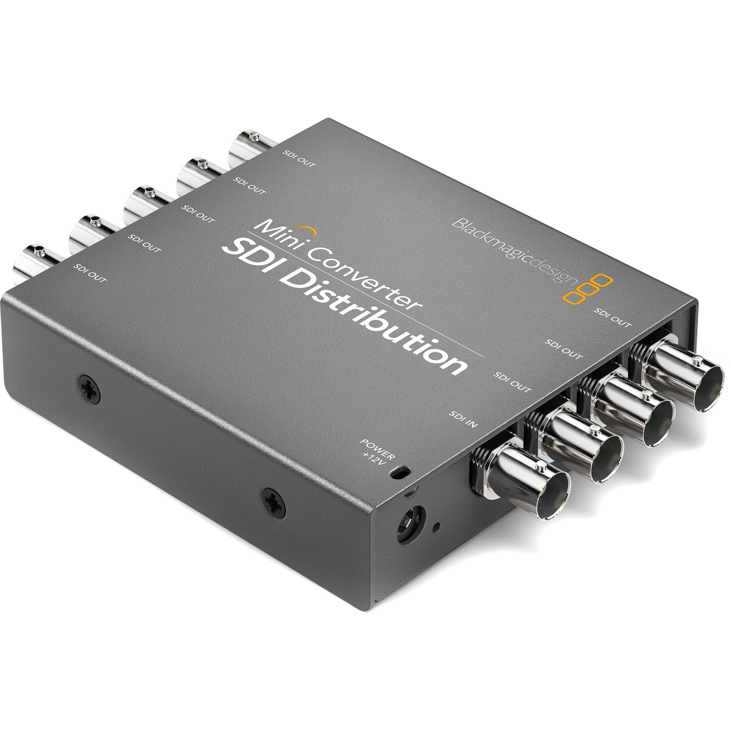 Blackmagic Design Mini Converter SDI Distribution angled view showing BNC connectors on both sides