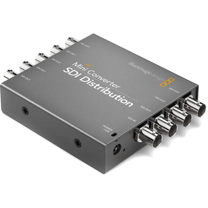 Blackmagic Design Mini Converter SDI Distribution angled view showing BNC connectors on both sides