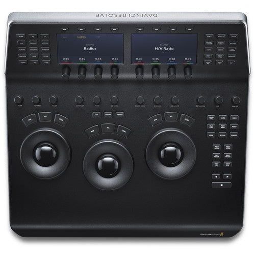 DaVinci Resolve Mini Panel top-down view showing soft knobs, button banks and trackball controls