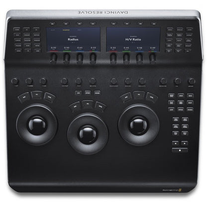 DaVinci Resolve Mini Panel top-down view showing soft knobs, button banks and trackball controls