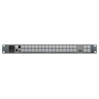 Blackmagic Design MultiView 16 rear panel with BNC SDI inputs, HDMI out, Ethernet, USB and IEC power inlet