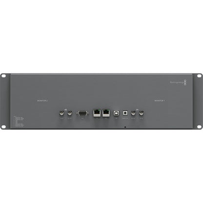 Blackmagic Design SmartView Duo rear panel with Monitor 1 and Monitor 2 BNC, Ethernet, USB and power connections