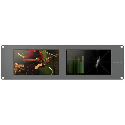 Blackmagic Design SmartScope Duo 4K rack-mount front panel with video preview and scope display side by side