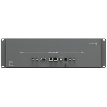Blackmagic Design SmartScope Duo 4K rear panel with SDI in and out, tally, Ethernet, USB and power connections