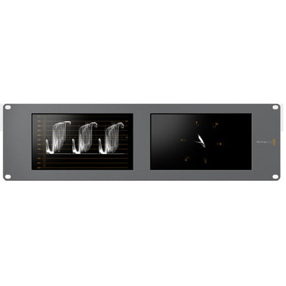 Blackmagic Design SmartScope Duo 4K showing RGB parade waveform on the left screen and vectorscope on the right