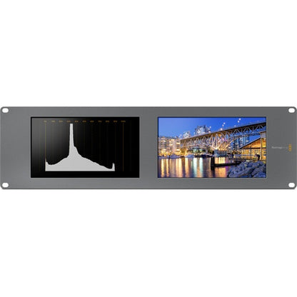 Blackmagic Design SmartScope Duo 4K histogram display alongside a color video preview screen