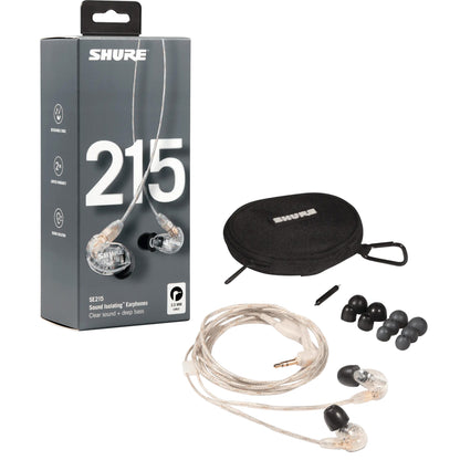 Shure SE215-CL Professional Sound Isolating Earphones, Clear with Accessories