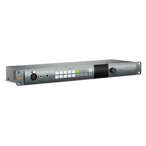 Blackmagic Design ATEM Talkback Converter 4K angled view showing 1RU chassis and rack ears