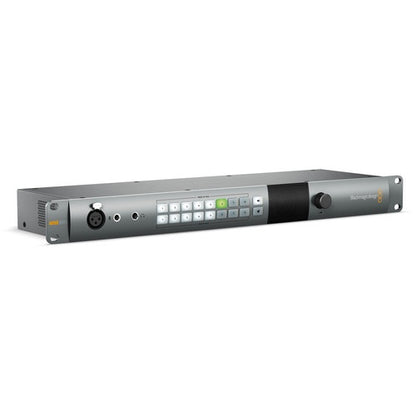 Blackmagic Design ATEM Talkback Converter 4K angled view showing 1RU chassis and rack ears