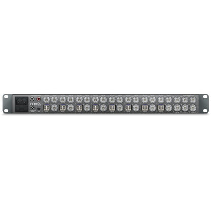 Blackmagic Design ATEM Talkback Converter 4K rear panel with rows of BNC connectors and IEC power inlet