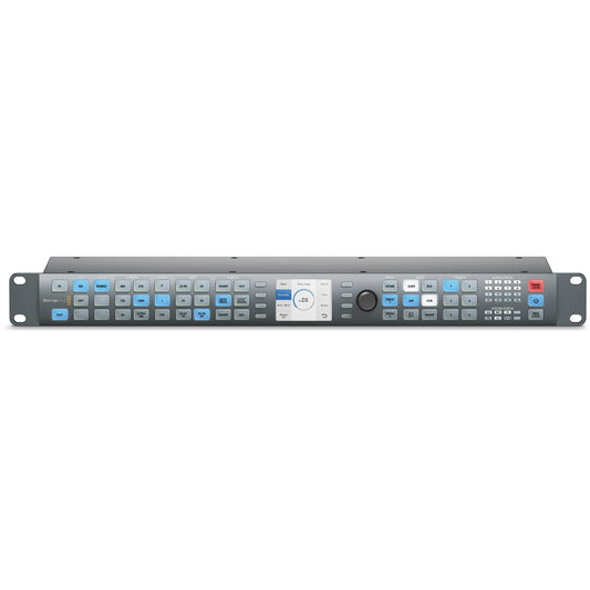 Blackmagic Design Teranex Express front panel with backlit format buttons, LCD display, and control knob