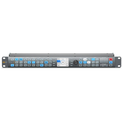 Blackmagic Design Teranex AV front panel with Proc Amp saturation menu on LCD and red panel lock button