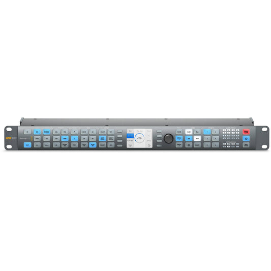 Blackmagic Design Teranex AV front panel with Proc Amp saturation menu on LCD and red panel lock button
