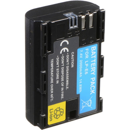 Blackmagic Design BATT-LPE6M/CAM battery label side with LP-E6 7.4V 2000mAh 14.8Wh markings