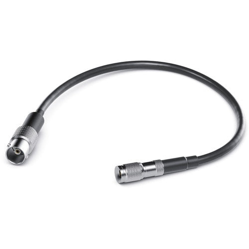 Blackmagic Design DIN 1.0/2.3 to BNC female adapter cable with knurled metal connectors on both ends