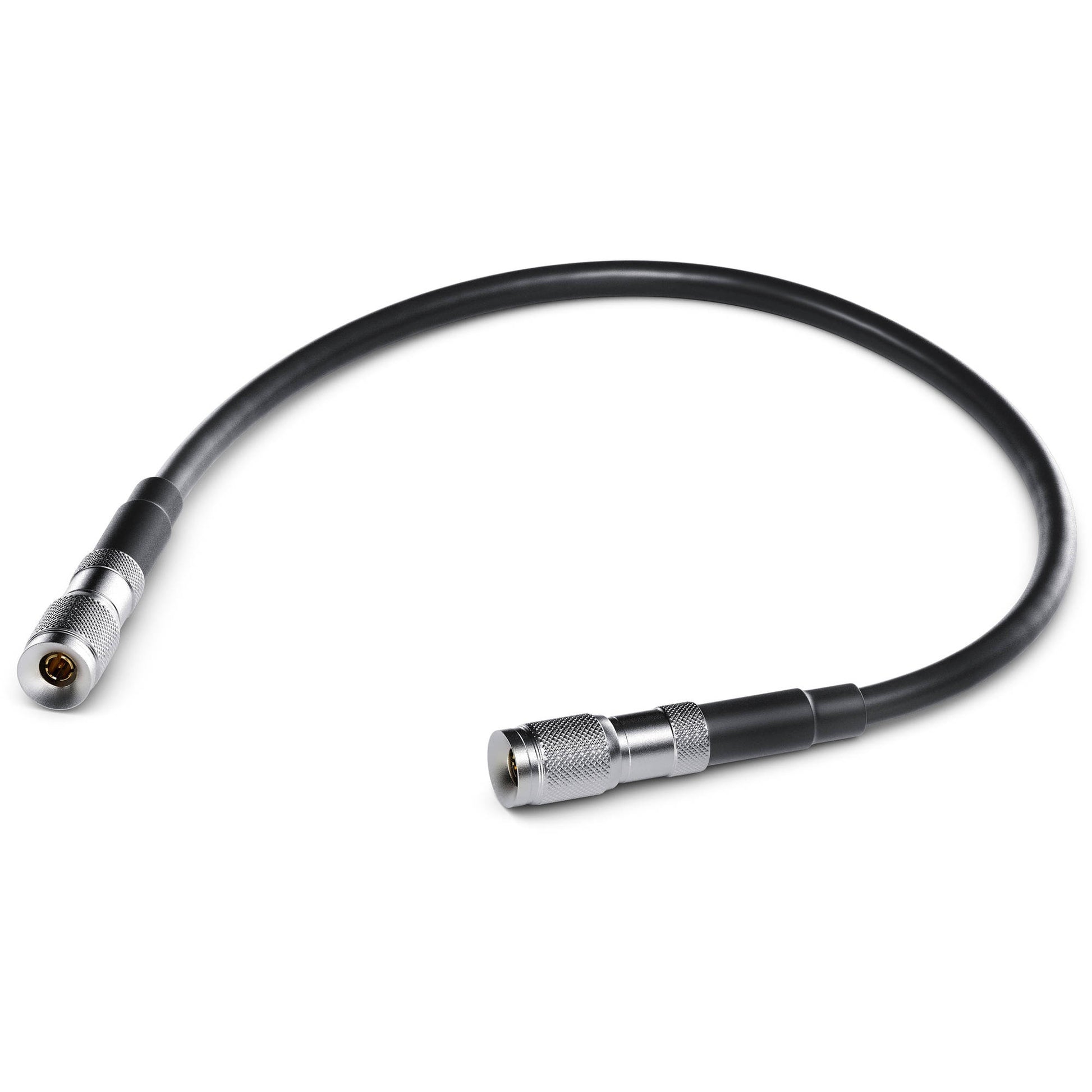 Blackmagic Design DIN 1.0/2.3 to DIN 1.0/2.3 cable coiled with knurled metal connectors on both ends