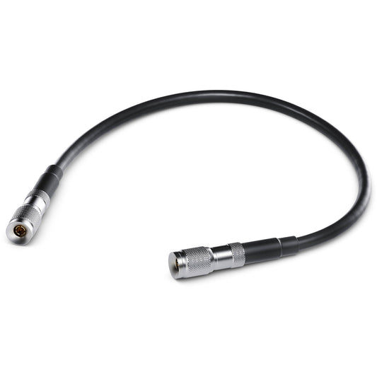 Blackmagic Design DIN 1.0/2.3 to DIN 1.0/2.3 cable coiled with knurled metal connectors on both ends
